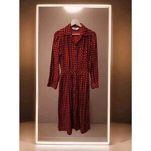 Vtg 80’s S.G. Gilbert I.magnin Plaid Button Cotton Shirt Dress Size 6
